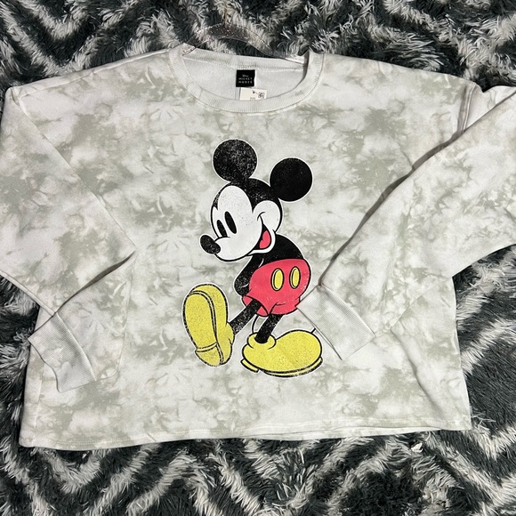 Disney Tops - Mickey Mouse Sweatshirt Women’s Cropped Disney Pullover Tie Dye Size XL NWT